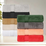 Chevron Zero Twist Solid and Jacquard Soft Cotton Hand Towel Set of 6