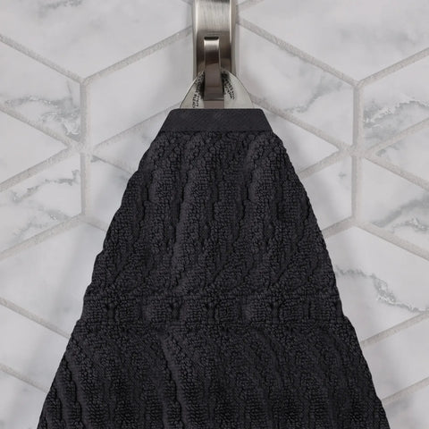 Chevron Zero Twist Solid and Jacquard Soft Cotton Hand Towel Set of 6