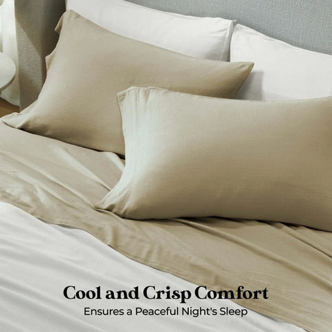 Chloe 100% Cotton Linen Texture Vintage Wash Deep Pocket Bed Pillowcase Set