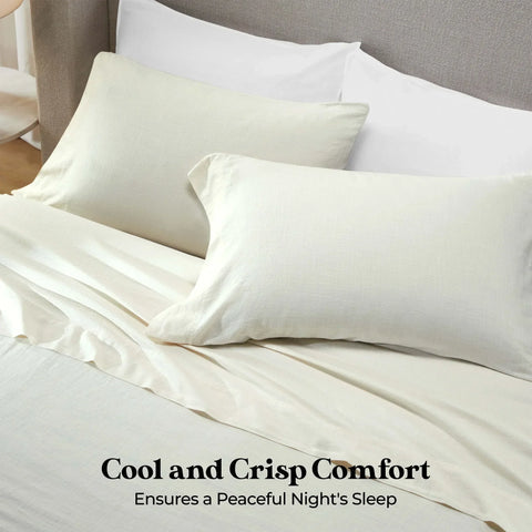 Chloe 100% Cotton Linen Texture Vintage Wash Deep Pocket Bed Sheet Set