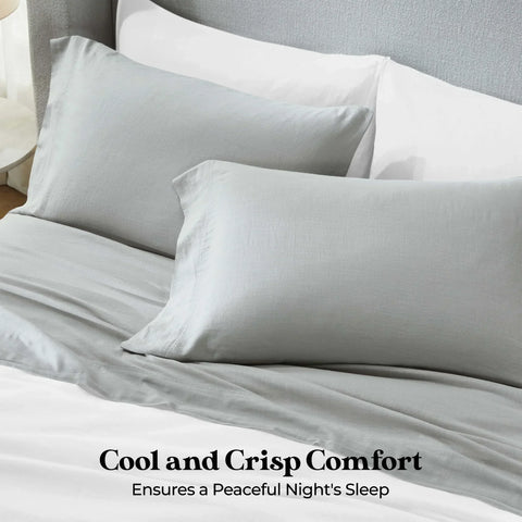 Chloe 100% Cotton Linen Texture Vintage Wash Deep Pocket Bed Pillowcase Set