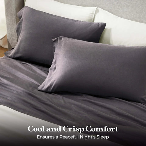 Chloe 100% Cotton Linen Texture Vintage Wash Deep Pocket Bed Pillowcase Set