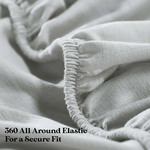 Chloe 100% Cotton Linen Texture Vintage Wash Deep Pocket Bed Sheet Set