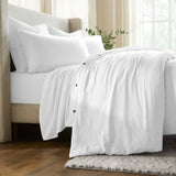 Chloe 100% Cotton Linen Texture Vintage Wash Duvet Cover Set