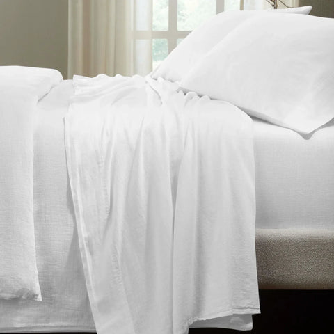 Chloe 100% Cotton Linen Texture Vintage Wash Deep Pocket Bed Sheet Set