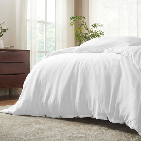 Chloe 100% Cotton Linen Texture Vintage Wash Duvet Cover Set