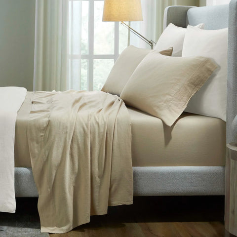 Chloe 100% Cotton Linen Texture Vintage Wash Deep Pocket Bed Sheet Set