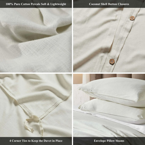 Chloe 100% Cotton Linen Texture Vintage Wash Duvet Cover Set