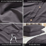 Chloe 100% Cotton Linen Texture Vintage Wash Duvet Cover Set