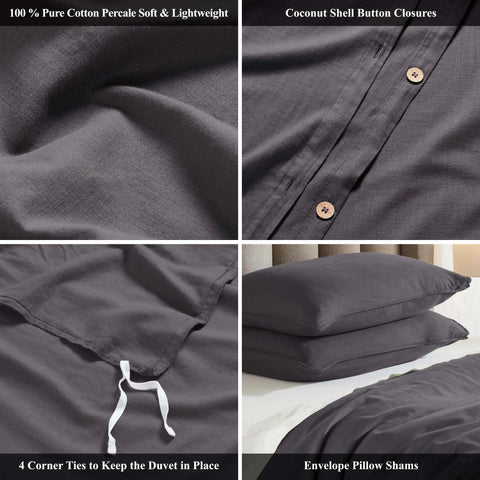 Chloe 100% Cotton Linen Texture Vintage Wash Duvet Cover Set