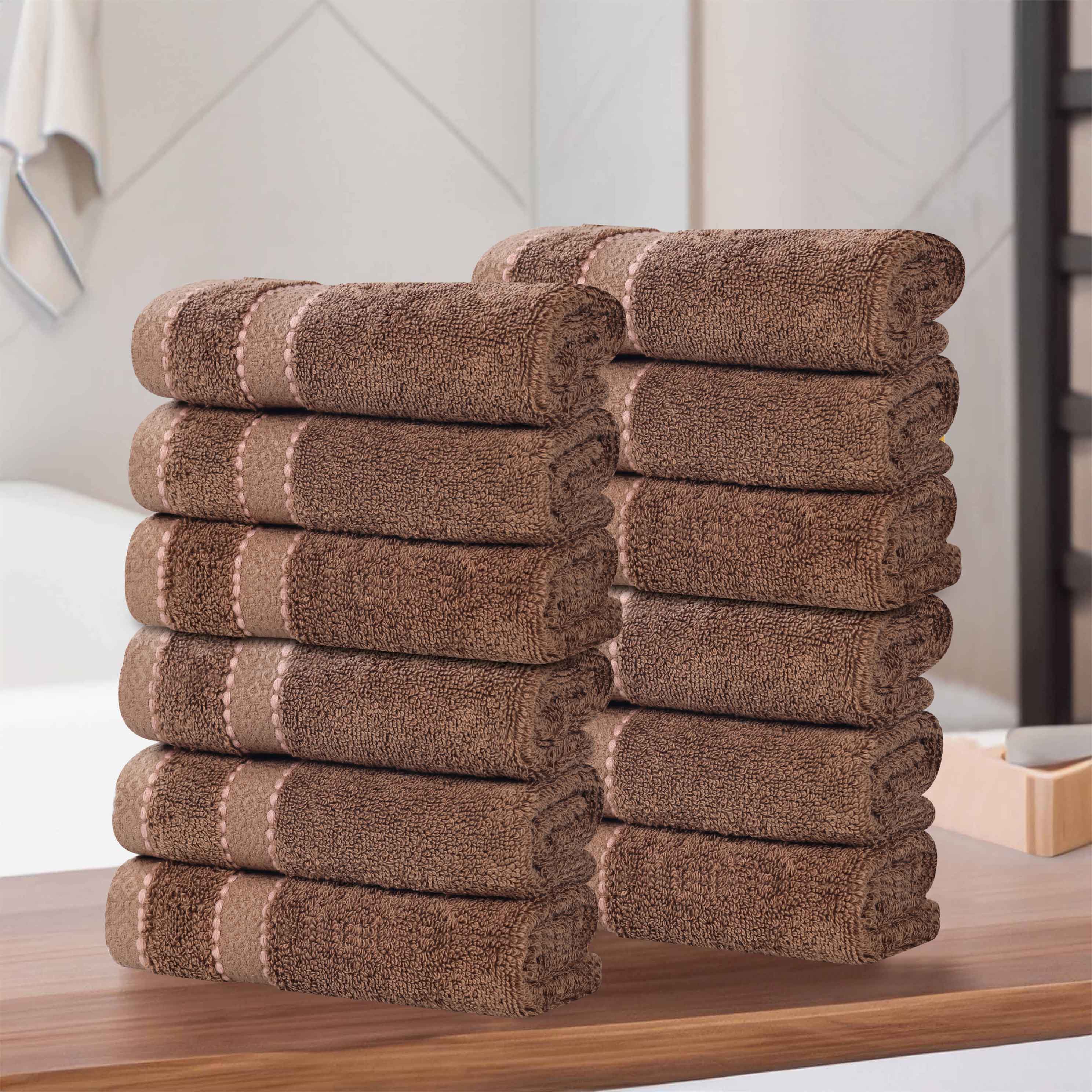 Niles Egyptian Giza Cotton Plush Absorbent Face Towel Washcloth Set of 12