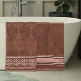 Sadie Zero Twist Cotton Solid and Jacquard Floral Bath Sheet Set of 2