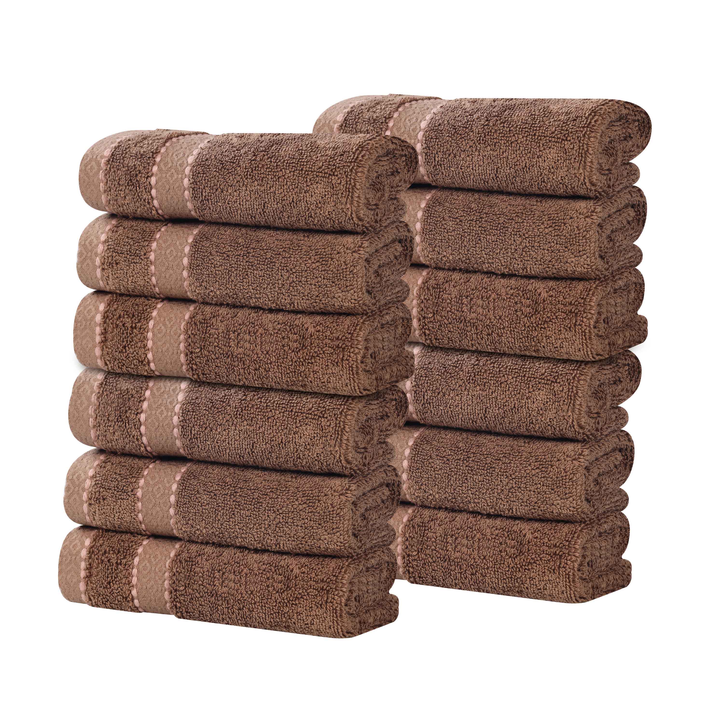 Niles Egyptian Giza Cotton Plush Absorbent Face Towel Washcloth Set of 12