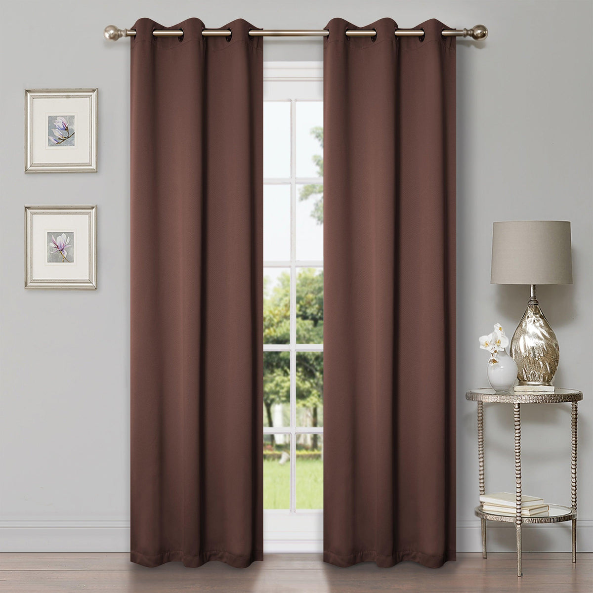 Solid Machine Washable Room Darkening Blackout Curtains, Set of 2