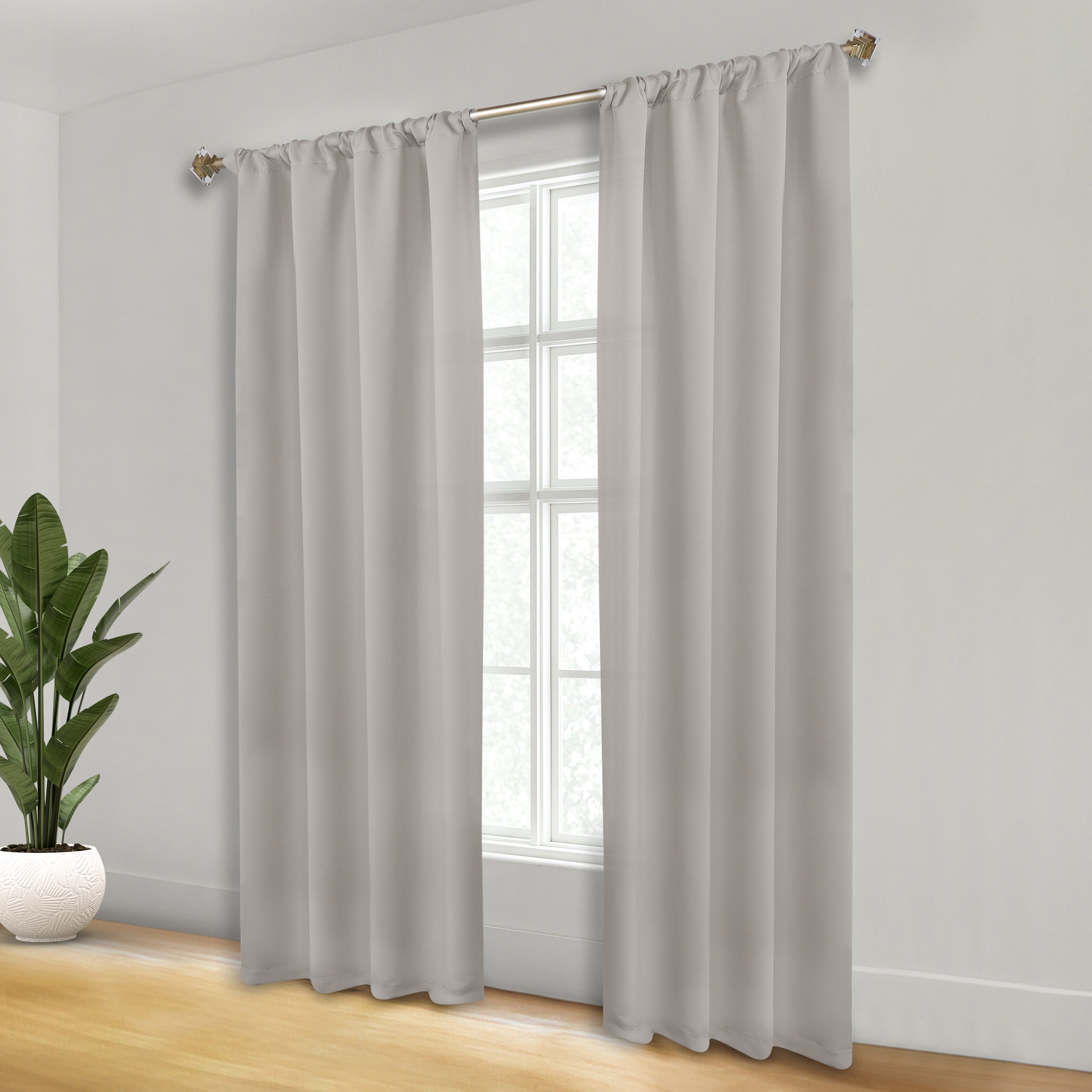 Solid Room Darkening Rod Pocket Blackout Curtain Panels, Set of 2