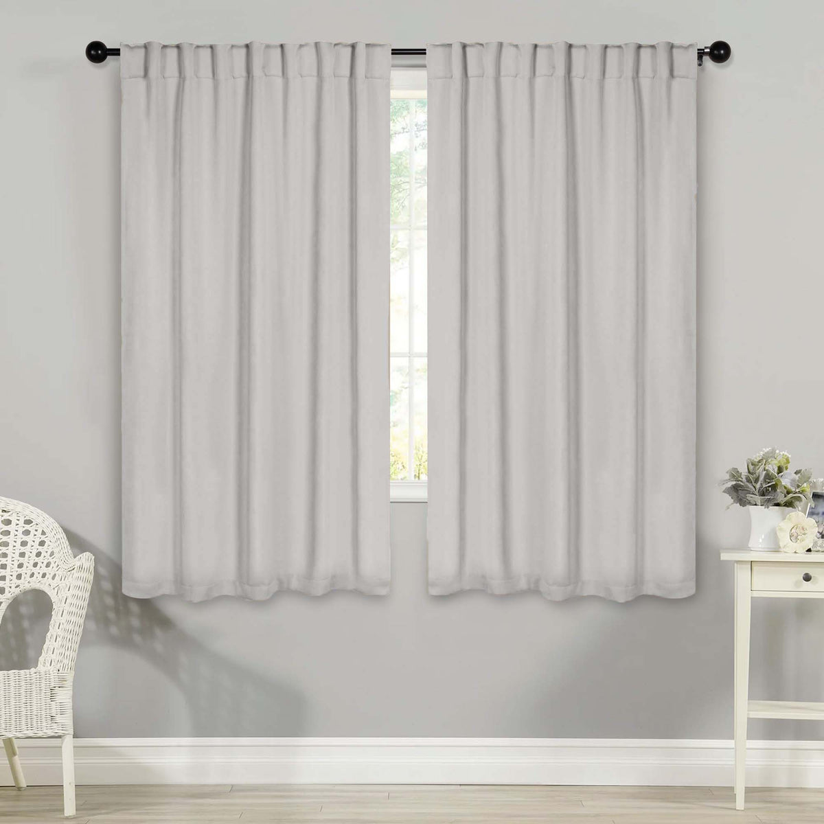 Solid Room Darkening Blackout Curtain Panels, Back Tabs, Set of 2
