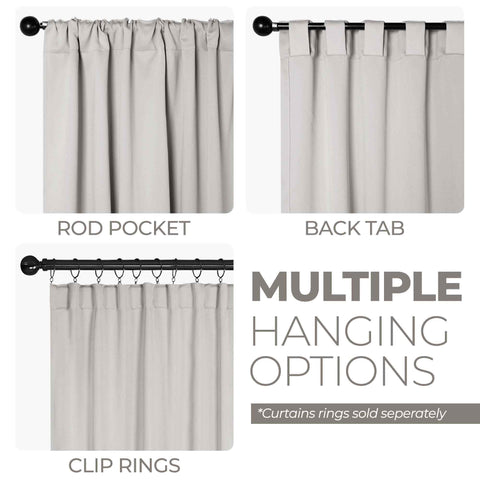 Blackout Window Curtains Solid Room Darkening Back Tab Set of 2