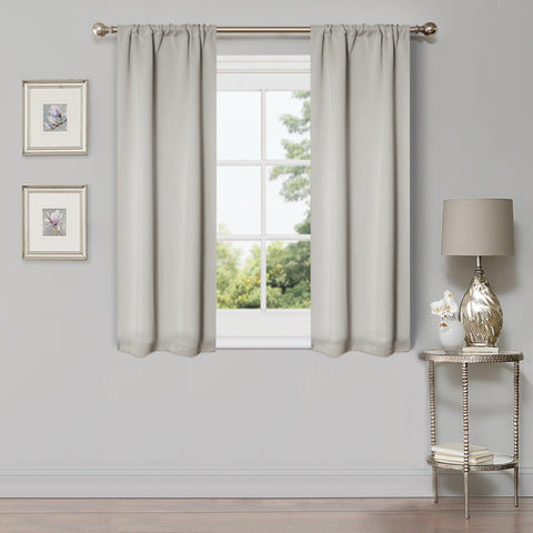 Solid Machine Washable Room Darkening Blackout Curtains, Set of 2