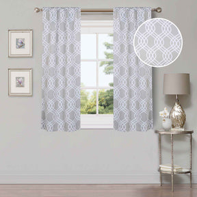 Ribbon Trellis Washable Room Darkening Blackout Curtains, Set of 2