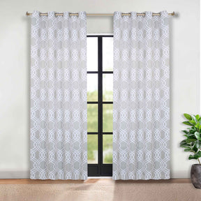 Ribbon Trellis Washable Room Darkening Blackout Curtains, Set of 2