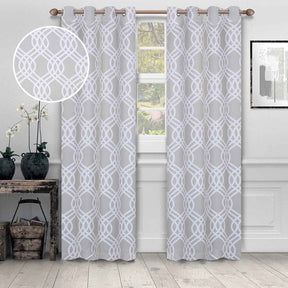 Ribbon Trellis Washable Room Darkening Blackout Curtains, Set of 2