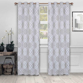 Ribbon Trellis Washable Room Darkening Blackout Curtains, Set of 2