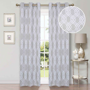 Ribbon Trellis Washable Room Darkening Blackout Curtains, Set of 2