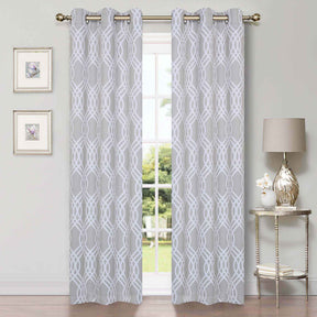 Ribbon Trellis Washable Room Darkening Blackout Curtains, Set of 2