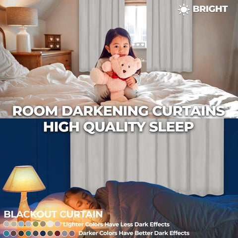 Blackout Window Curtains Solid Room Darkening Washable Set of 2