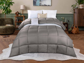 Monochrome Basketweave Plush Microfiber Down Alternative Comforter