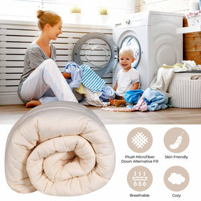 Monochrome Basketweave Plush Microfiber Down Alternative Comforter