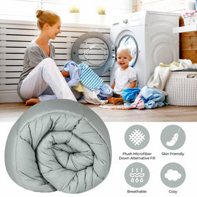 Monochrome Basketweave Plush Microfiber Down Alternative Comforter