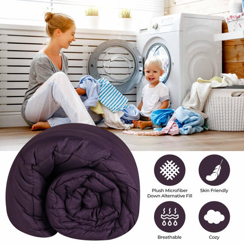 Monochrome Basketweave Plush Microfiber Down Alternative Comforter