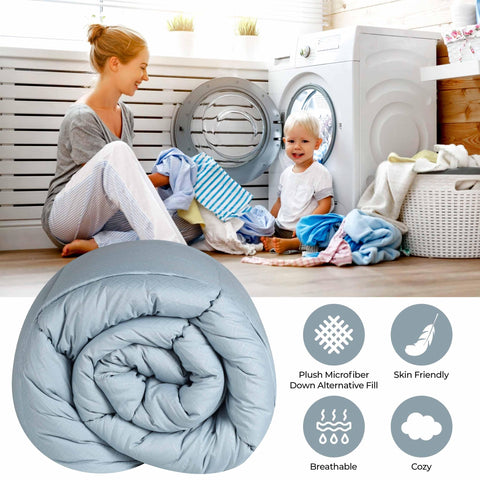 Monochrome Basketweave Plush Microfiber Down Alternative Comforter