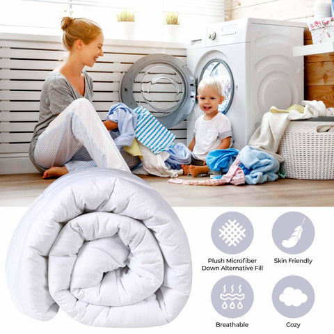 Monochrome Basketweave Plush Microfiber Down Alternative Comforter