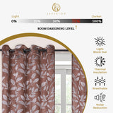Leaves Machine Washable Room Darkening Blackout Curtains, Set of 2