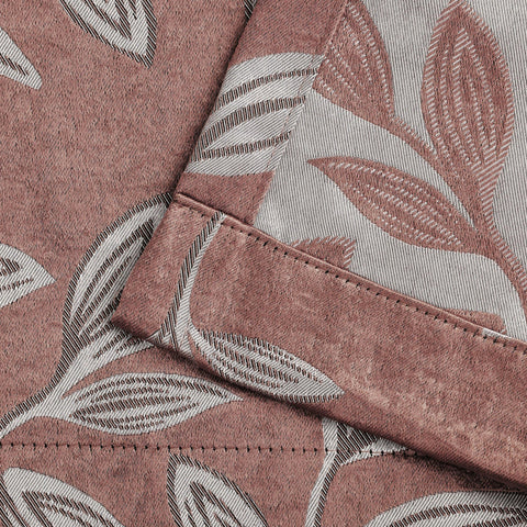 Leaves Machine Washable Room Darkening Blackout Curtains, Set of 2