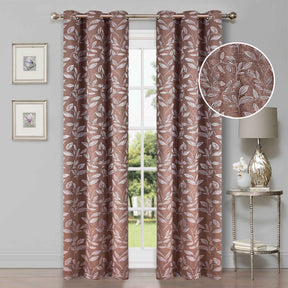 Leaves Room Darkening Blackout Curtain Panel Sets 8 Pieces