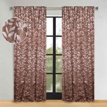 Leaves Room Darkening Back Tabs Blackout Curtain Panels, Set of 2