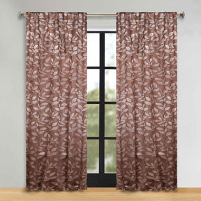 Leaves Room Darkening Back Tabs Blackout Curtain Panels, Set of 2