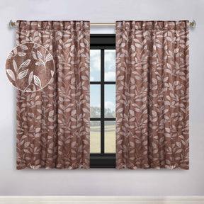 Leaves Room Darkening Back Tabs Blackout Curtain Panels, Set of 2