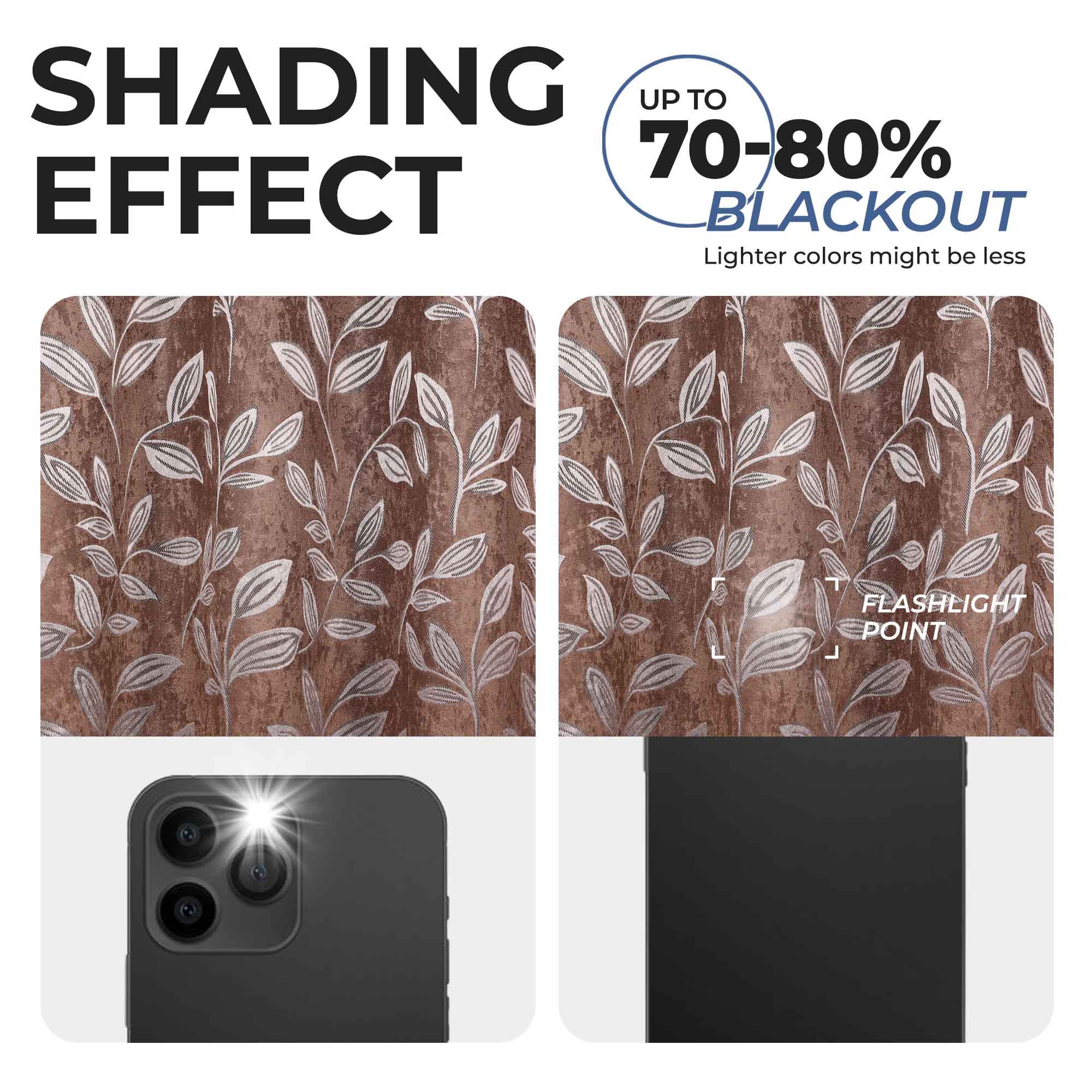 Leaves Room Darkening Washable Blackout Curtain Panels, Set of 2