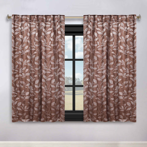 Leaves Room Darkening Back Tabs Blackout Curtain Panels, Set of 2