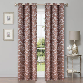 Leaves Machine Washable Room Darkening Blackout Curtains, Set of 2
