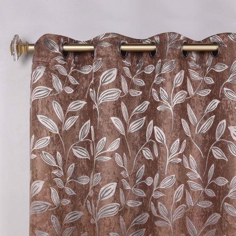 Leaves Room Darkening Washable Blackout Curtain Panels, Set of 2