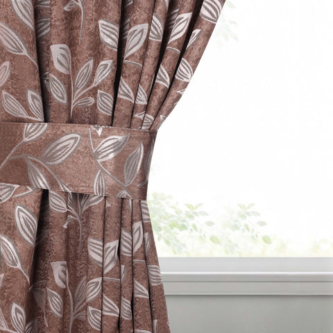 Blackout Window Curtains Leaves Pattern Room Darkening Set of 2