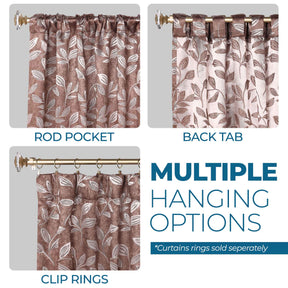 Leaves Room Darkening Back Tabs Blackout Curtain Panels, Set of 2