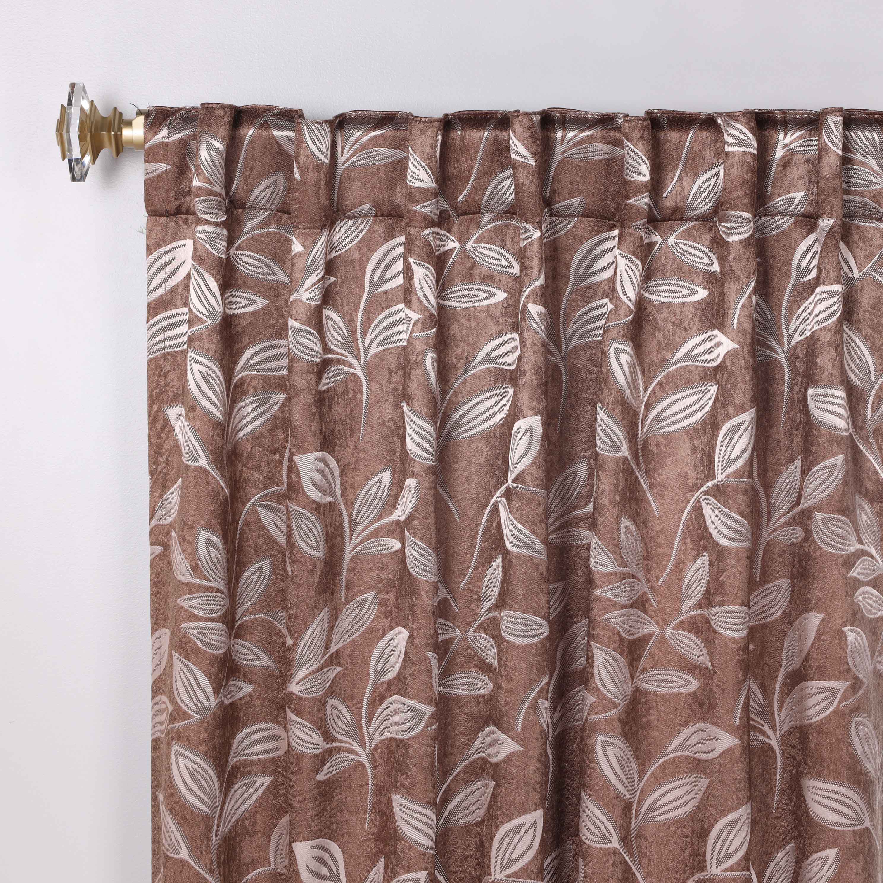 Leaves Room Darkening Back Tabs Blackout Curtain Panels, Set of 2