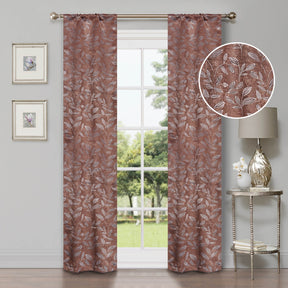 Leaves Room Darkening Washable Blackout Curtain Panels, Set of 2