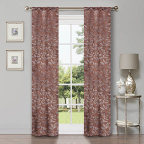 Leaves Room Darkening Washable Blackout Curtain Panels, Set of 2